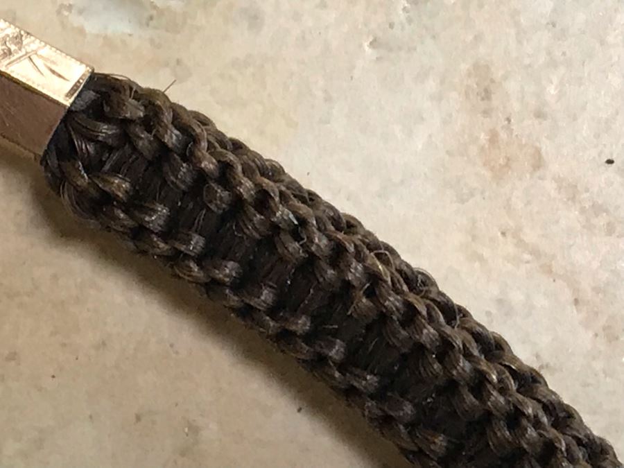 Vintage Braided Real Brown Hair Necklace With Gold Tone Locket Pendant 10”L [Photo 11]