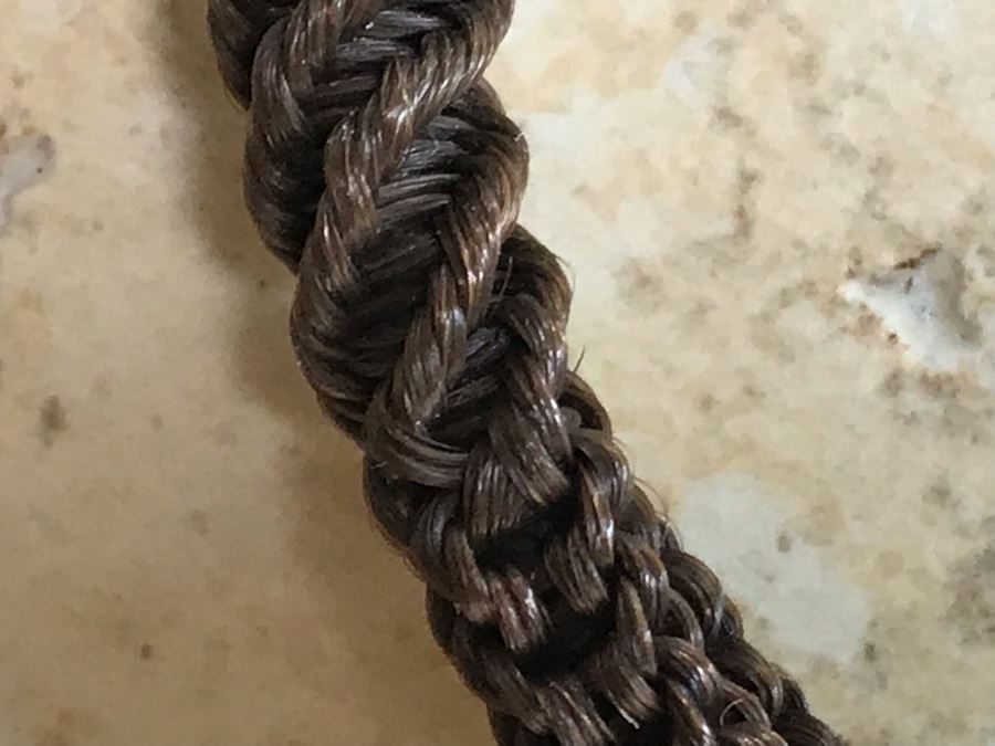 Vintage Braided Real Brown Hair Necklace With Gold Tone Locket Pendant 10”L [Photo 5]