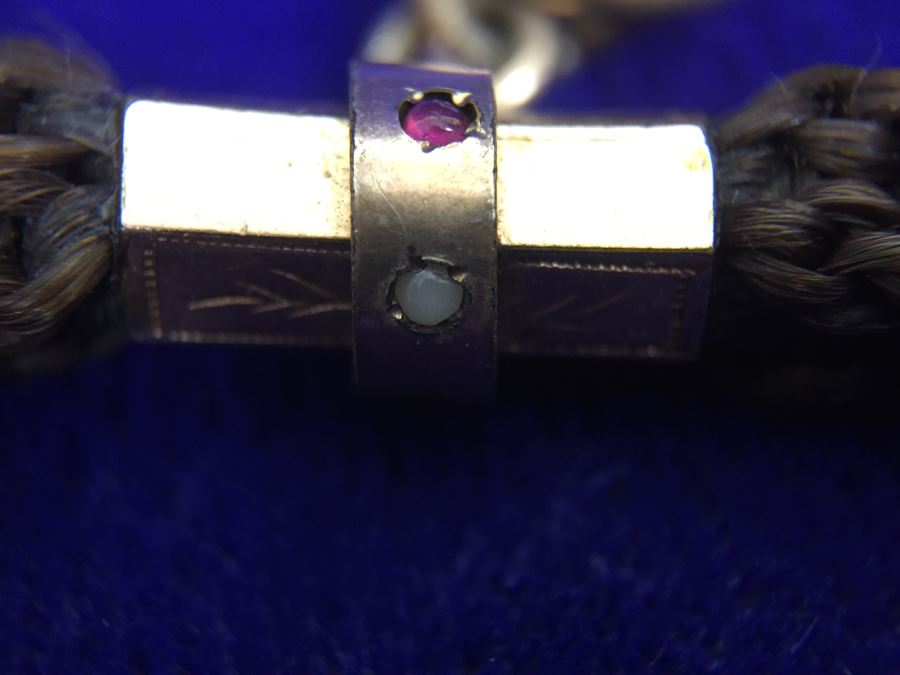 Vintage Braided Real Brown Hair Necklace With Gold Tone Locket Pendant 10”L [Photo 14]