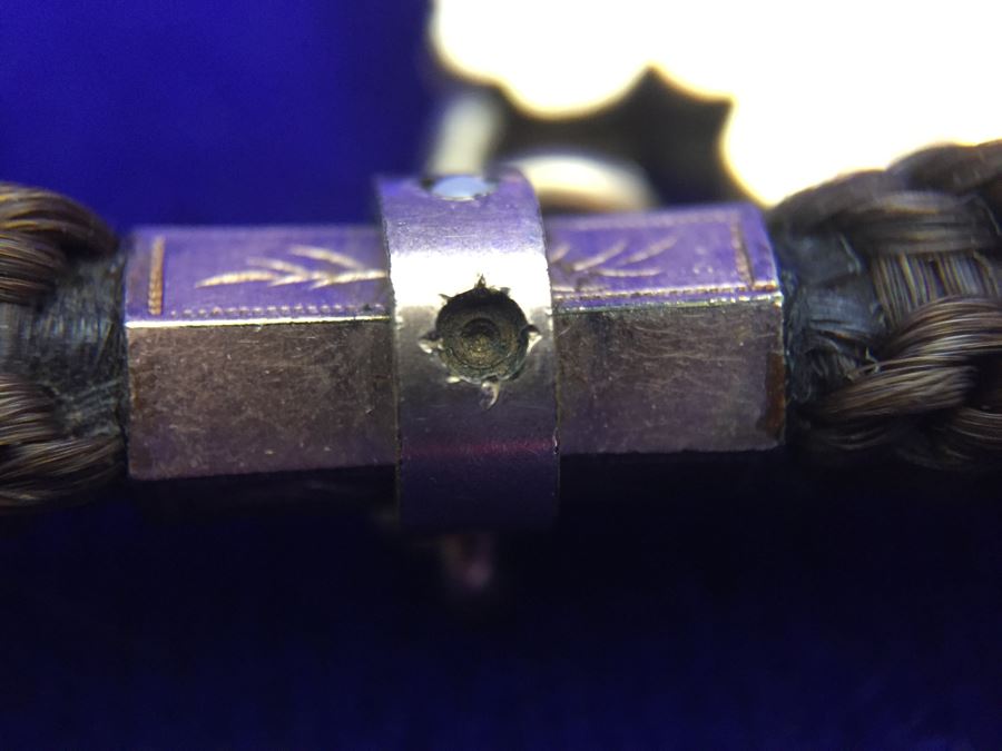 Vintage Braided Real Brown Hair Necklace With Gold Tone Locket Pendant 10”L [Photo 15]