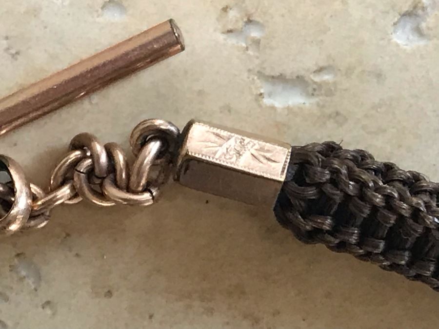 Vintage Braided Real Brown Hair Necklace With Gold Tone Locket Pendant 10”L [Photo 10]