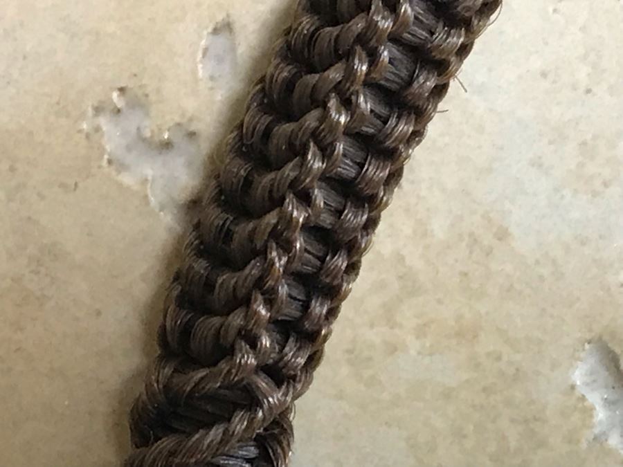 Vintage Braided Real Brown Hair Necklace With Gold Tone Locket Pendant 10”L [Photo 7]