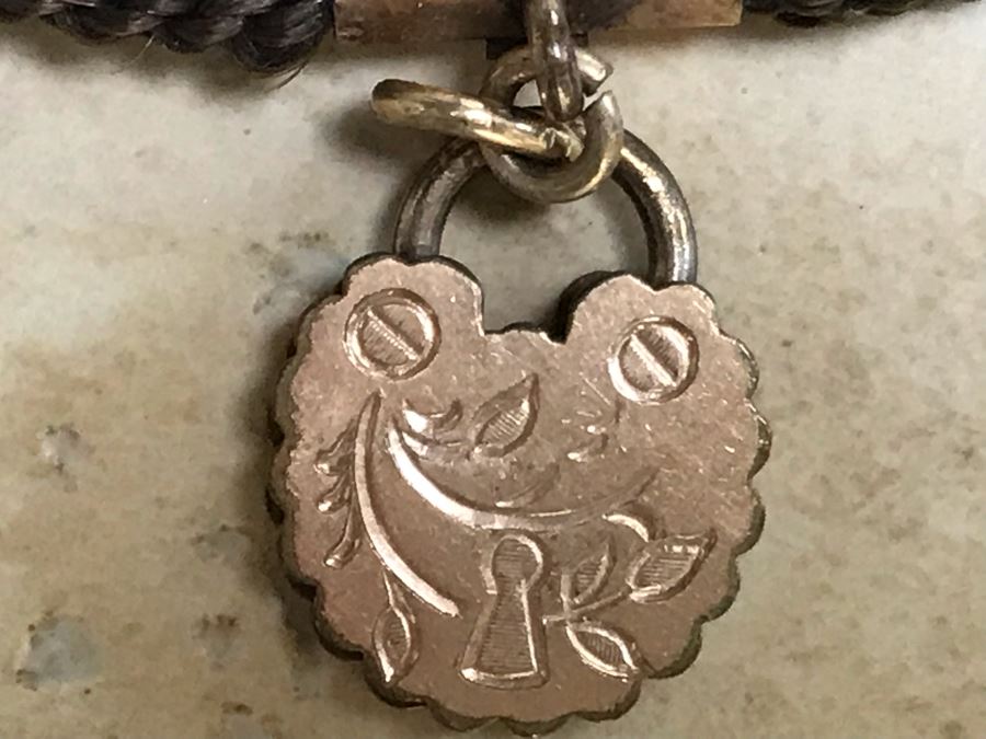 Vintage Braided Real Brown Hair Necklace With Gold Tone Locket Pendant 10”L [Photo 12]