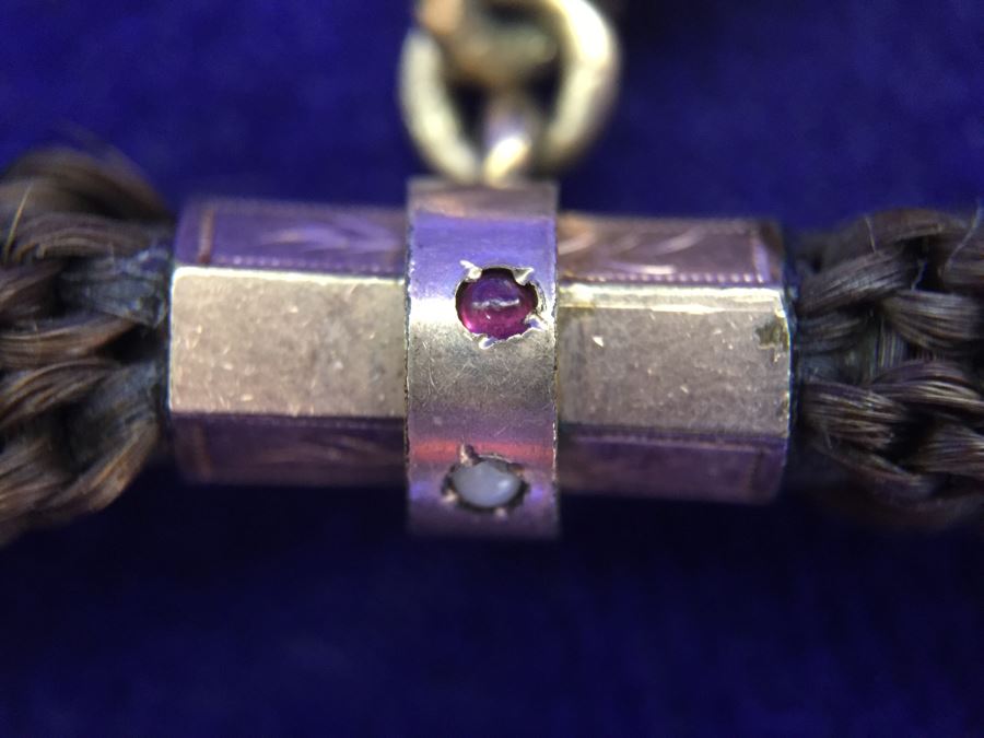 Vintage Braided Real Brown Hair Necklace With Gold Tone Locket Pendant 10”L [Photo 13]