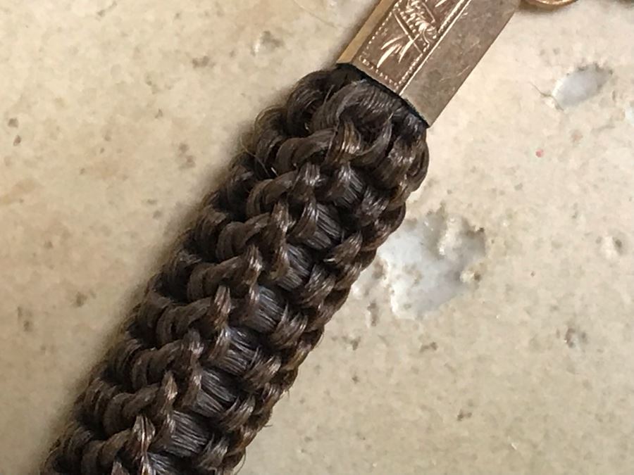 Vintage Braided Real Brown Hair Necklace With Gold Tone Locket Pendant 10”L [Photo 8]