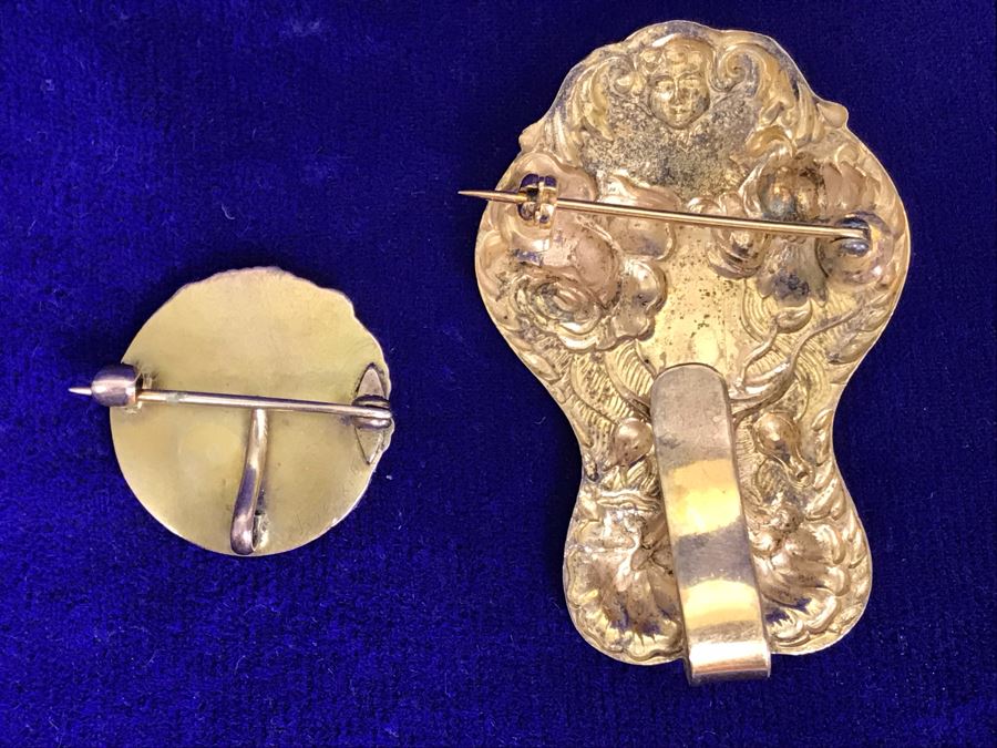 Pair Of Vintage Art Nouveau Brooches Pins [Photo 14]