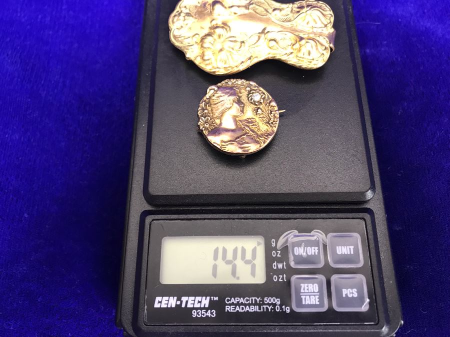 Pair Of Vintage Art Nouveau Brooches Pins [Photo 19]