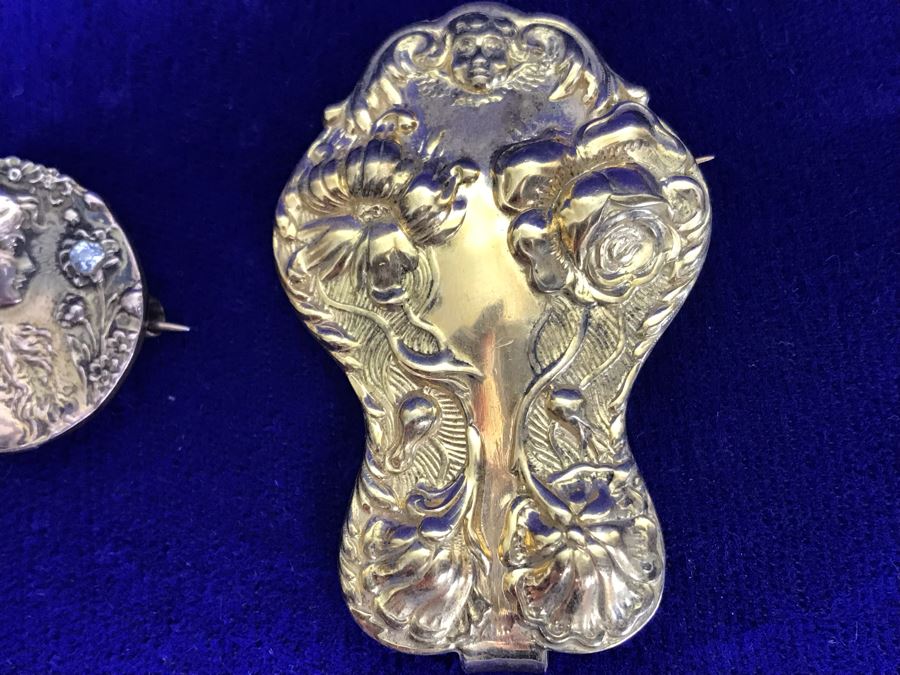 Pair Of Vintage Art Nouveau Brooches Pins [Photo 3]