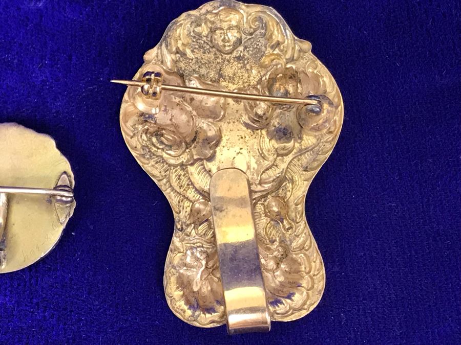 Pair Of Vintage Art Nouveau Brooches Pins [Photo 16]