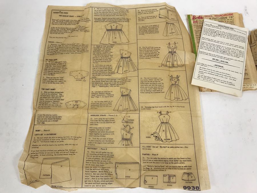 Vintage 1961 Mattel Barbie Teenage Fashion Doll Patterns - See Photos [Photo 10]