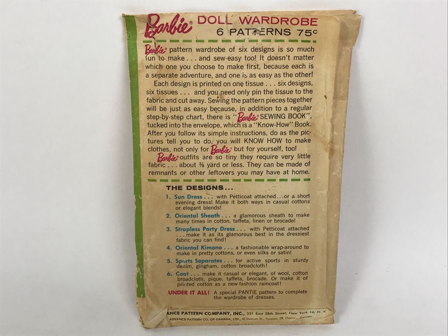 Vintage 1961 Mattel Barbie Teenage Fashion Doll Patterns - See Photos [Photo 6]