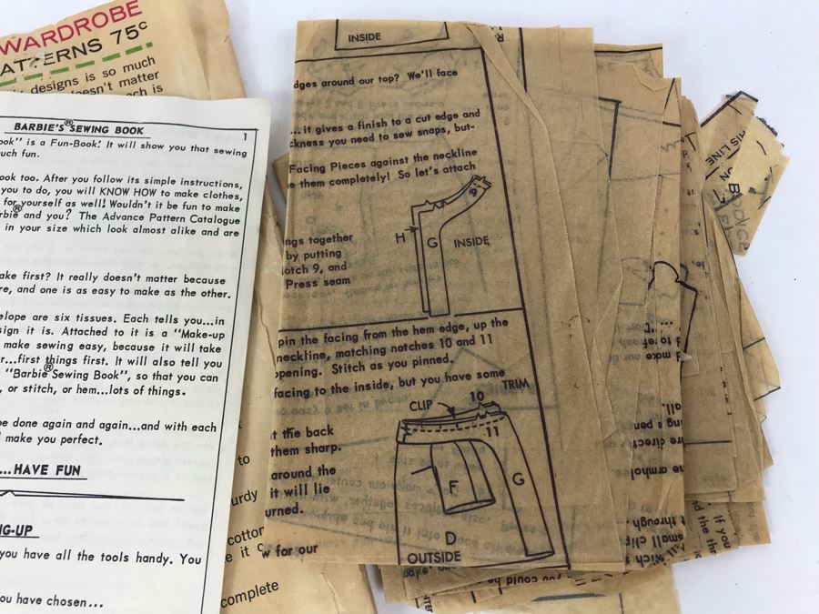 Vintage 1961 Mattel Barbie Teenage Fashion Doll Patterns - See Photos [Photo 16]