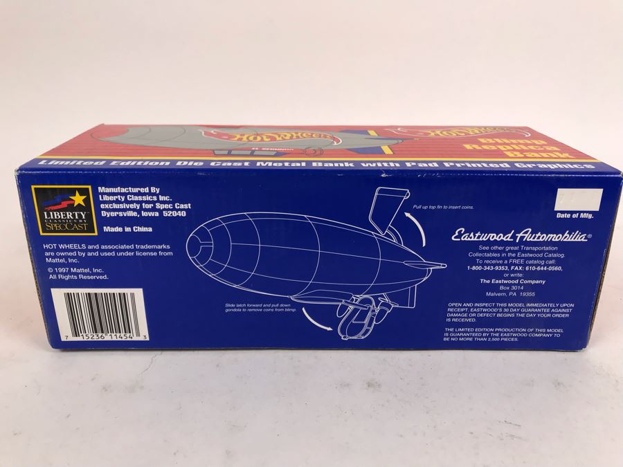 1997 Hot Wheels Blimp Replica Bank New In Box [Photo 2]