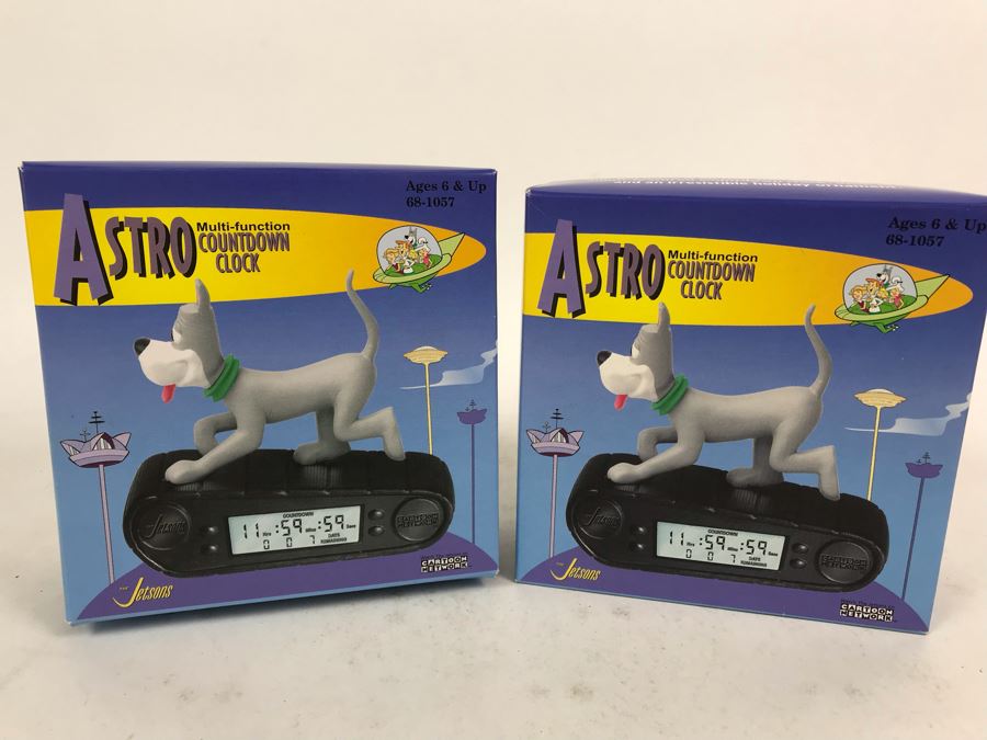 Pair Of New In Box 1999 Astro The Jetsons Countdown Clocks Cartoon Network RadioShack Sprint Promotion [Photo 1]