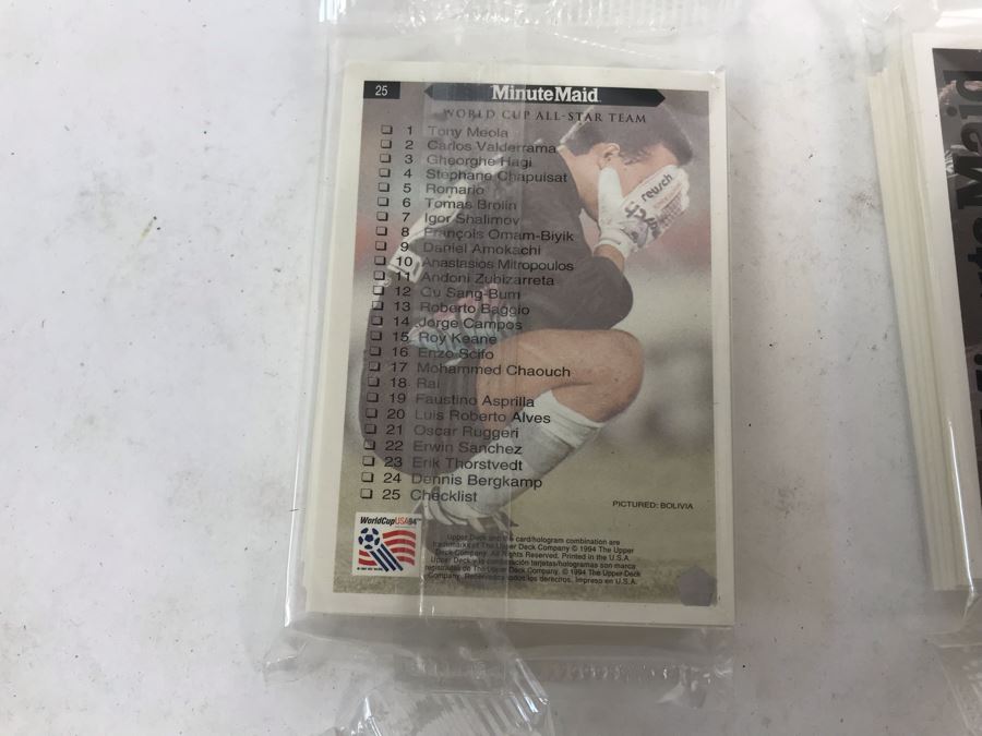 Vintage 1994 (4) Sealed Sets Of Upper Deck World Cup USA Soccer Trading Cards Minute Maid [Photo 3]