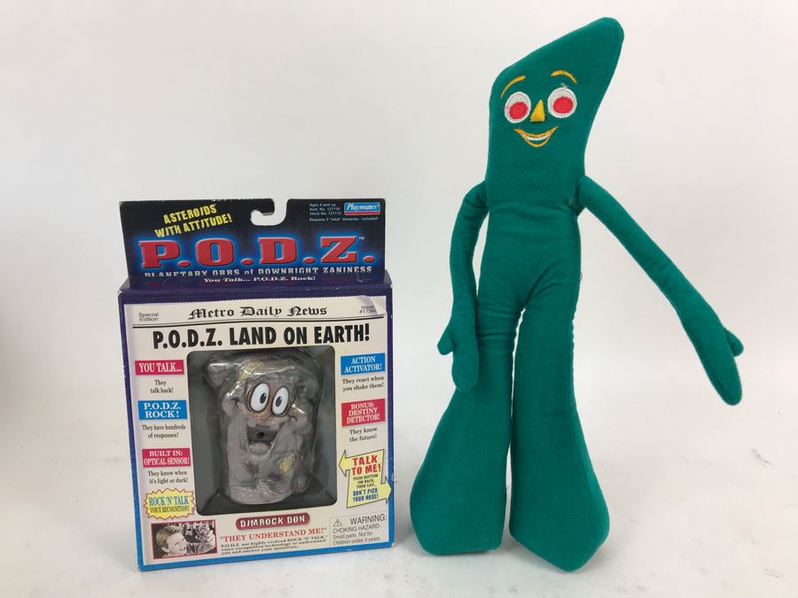 New In Box Playmates P.O.D.Z. And Vintage 1983 Gumby Plush Doll [Photo 1]