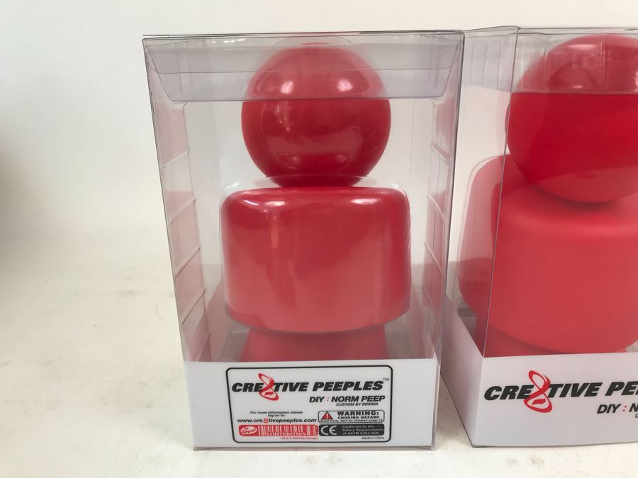Pair Of 2004 Red Cre8tive Peeples DIY Norm Peep Custom By Design Vinyl Figures By By George! [Photo 5]