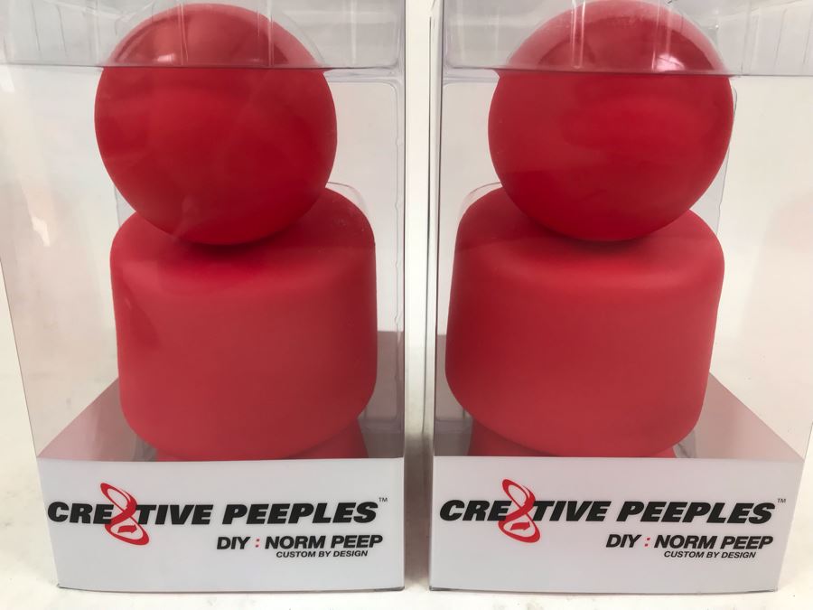 Pair Of 2004 Red Cre8tive Peeples DIY Norm Peep Custom By Design Vinyl Figures By By George! [Photo 3]
