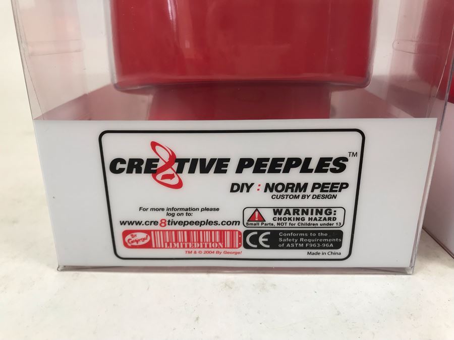 Pair Of 2004 Red Cre8tive Peeples DIY Norm Peep Custom By Design Vinyl Figures By By George! [Photo 6]