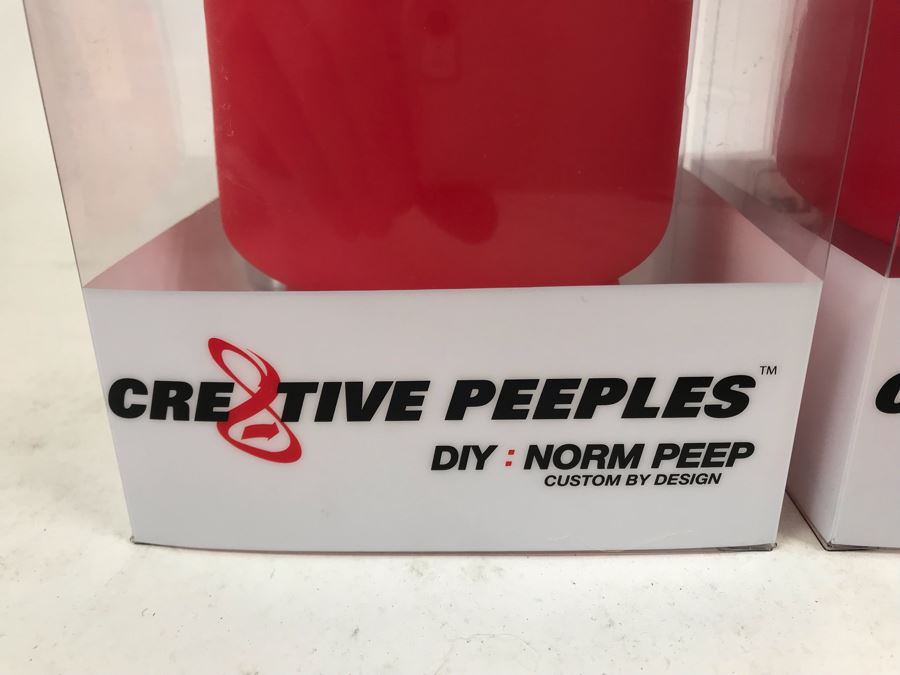 Pair Of 2004 Red Cre8tive Peeples DIY Norm Peep Custom By Design Vinyl Figures By By George! [Photo 4]