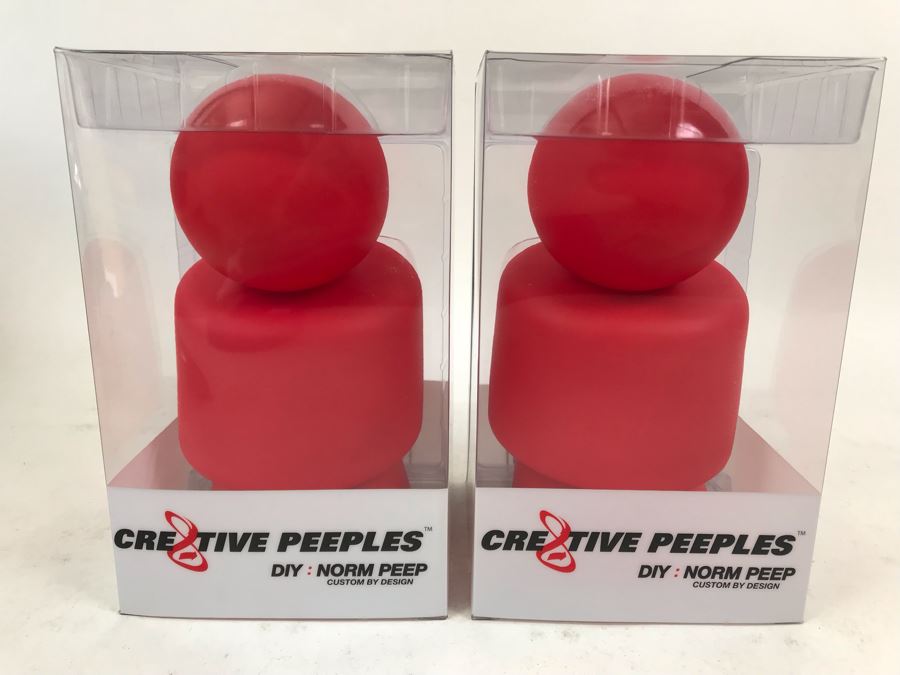 Pair Of 2004 Red Cre8tive Peeples DIY Norm Peep Custom By Design Vinyl Figures By By George! [Photo 1]