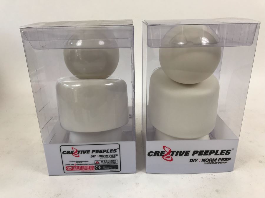 Pair Of 2004 White Cre8tive Peeples DIY Norm Peep Custom By Design Vinyl Figures By By George! [Photo 7]