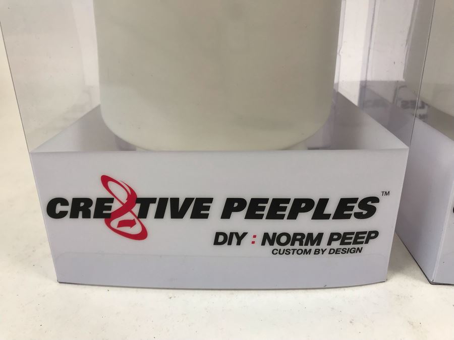 Pair Of 2004 White Cre8tive Peeples DIY Norm Peep Custom By Design Vinyl Figures By By George! [Photo 3]