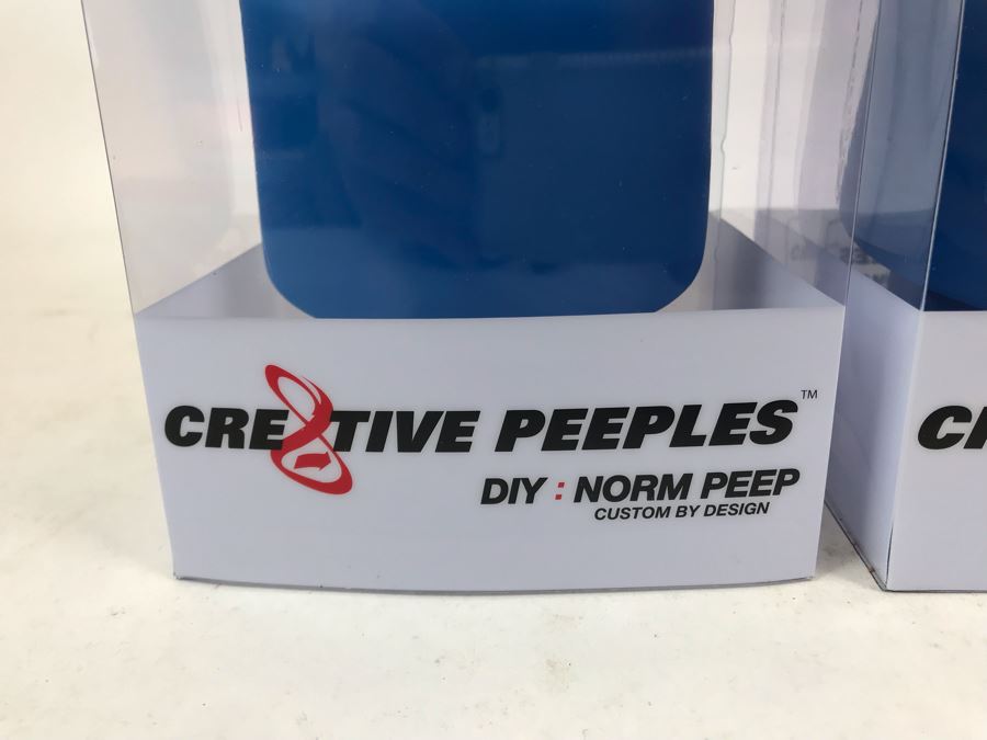 Pair Of 2004 Blue Cre8tive Peeples DIY Norm Peep Custom By Design Vinyl Figures By By George! [Photo 2]