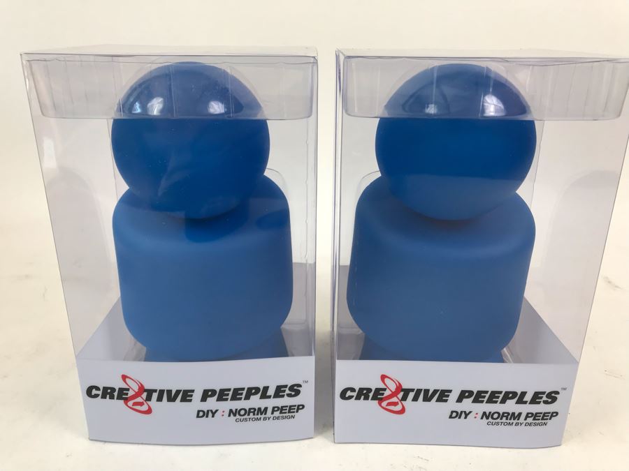 Pair Of 2004 Blue Cre8tive Peeples DIY Norm Peep Custom By Design Vinyl Figures By By George! [Photo 1]