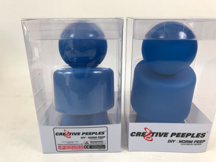 Pair Of 2004 Blue Cre8tive Peeples DIY Norm Peep Custom By Design Vinyl Figures By By George! [Photo 3]