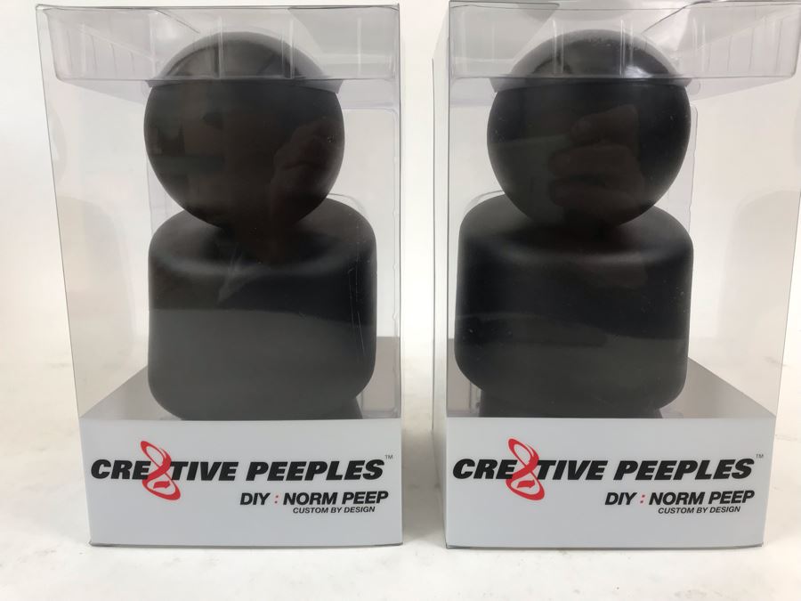 Pair Of 2004 Black Cre8tive Peeples DIY Norm Peep Custom By Design Vinyl Figures By By George! [Photo 2]