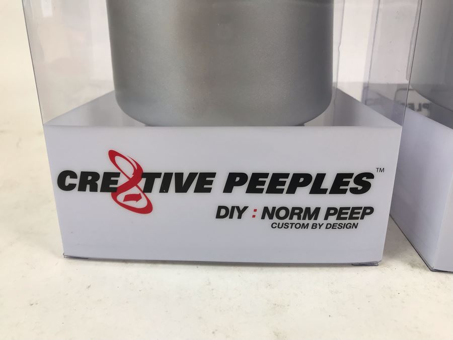 Pair Of 2004 Silver Cre8tive Peeples DIY Norm Peep Custom By Design Vinyl Figures By By George! [Photo 3]