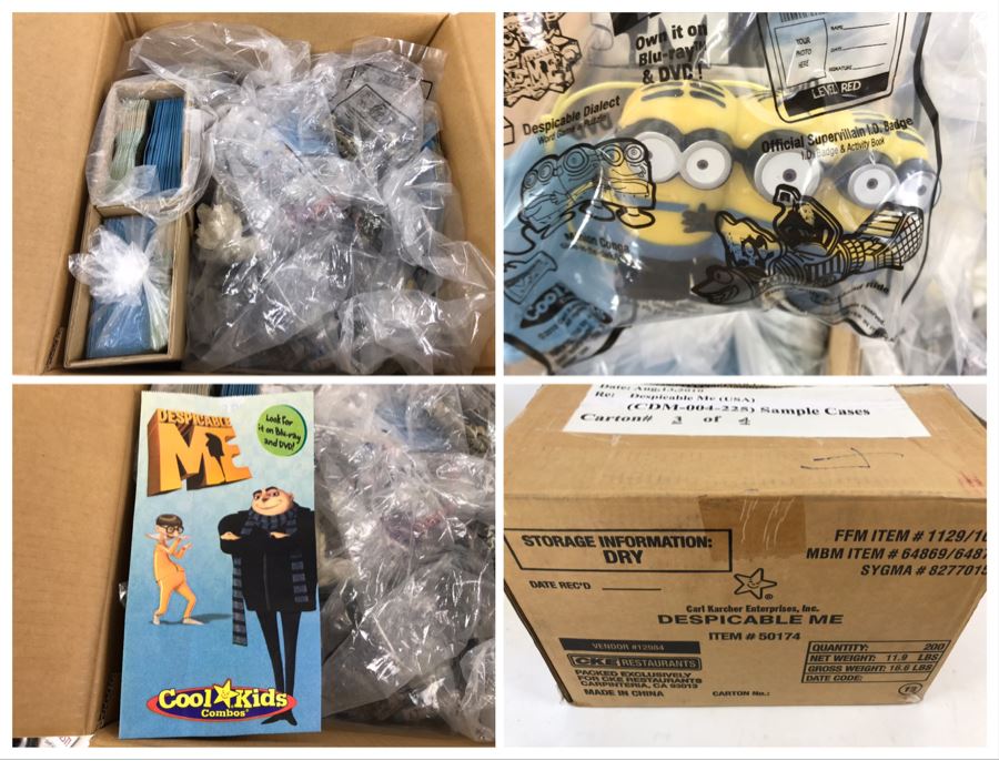 Box Loaded With Carl's Jr Despicable Me Movie Promotional Happy Meal Toys - See Photos