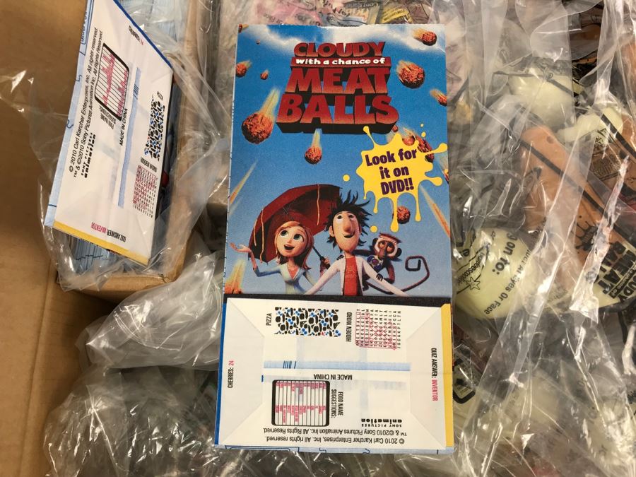 Box Loaded With Carl's Jr Cloudy With A Chance Of Meatballs Movie Promotional Happy Meal Toys - See Photos [Photo 4]