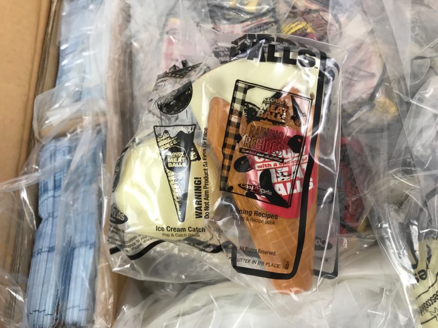 Box Loaded With Carl's Jr Cloudy With A Chance Of Meatballs Movie Promotional Happy Meal Toys - See Photos [Photo 6]