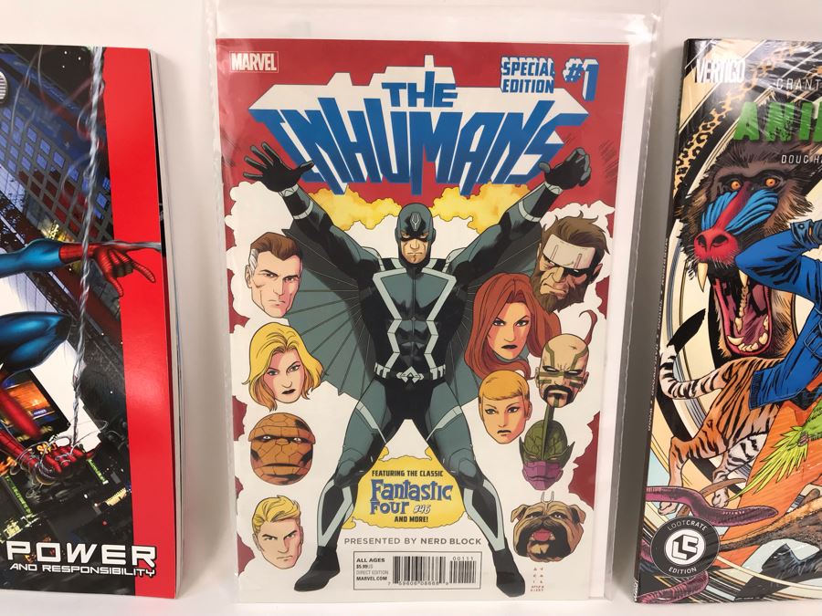 (3) Comic Books: Ultimate Spider-Man Power And Responsibility, The Inhumans #1 And Animal Man [Photo 2]