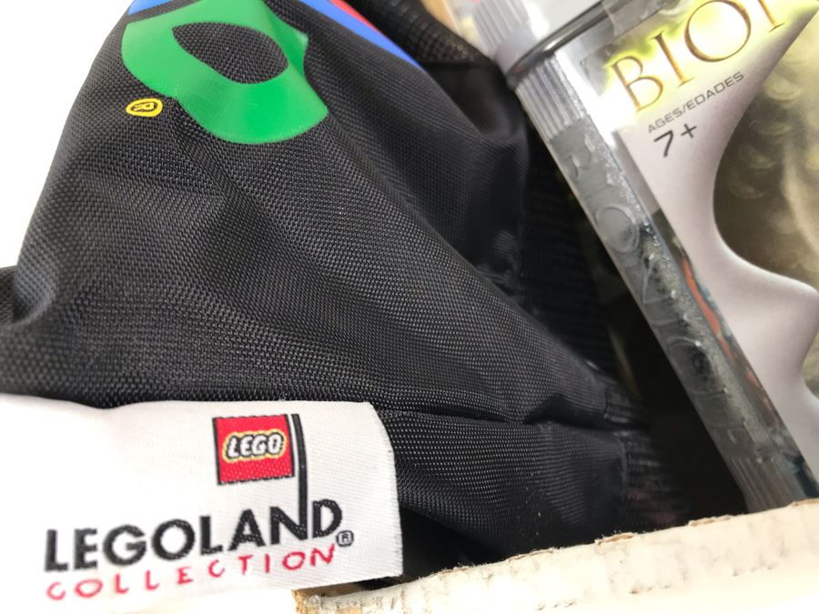 Box Filled With Various Opened LEGO Kits And Legoland Bag Not Sure If