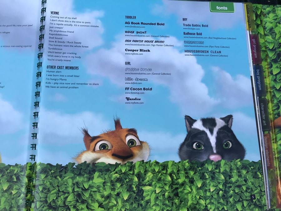 2006 Dreamworks Over The Hedge Movie Trade Book Graphic Animation Treatment Book Cells [Photo 10]