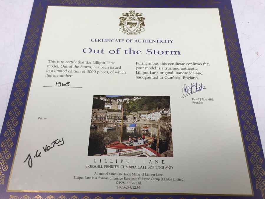 Large Lilliput Lane Limited Edition 'Out Of The Storm' Sculpture Figurine With Box Handmade In England Limited To 3,000 Retailed Over $2,000 [Photo 16]