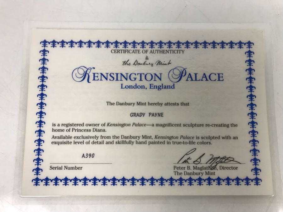 The Danbury Mint Kensington Palace London, England Home Of Princess Diana With Box [Photo 14]