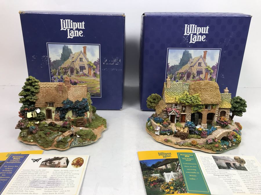 Pair Of Lilliput Lane Cottages 1997 'Mangerton Mill' And 1997 'Summer Days' With Boxes [Photo 2]