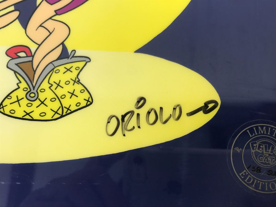 Vintage 1995 Signed Limited Edition Felix The Cat Sericel 138 Of 500 Signed By Oriolo And Phil Roman 14' X 11' [Photo 5]