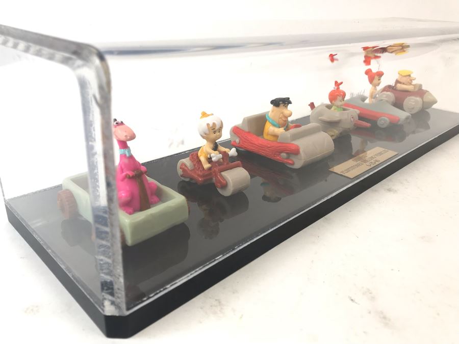 Denny's Flintstones Rolling Vehicles Toys With Acrylic Case Display [Photo 1]