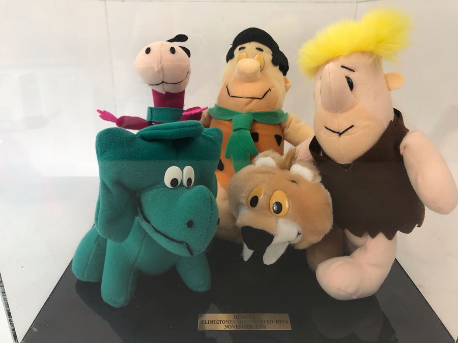 Vintage 1989 Denny's Flintstones Mini Stuffed Toys In Acrylic Display Case [Photo 6]