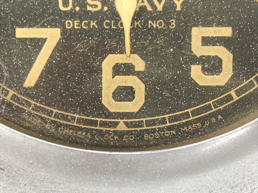 Vintage Brass U.S. NAVY Deck Clock No. 3 Made By Chelsea Clock Co. Boston Mass USA With Serial Number 7'R [Photo 5]