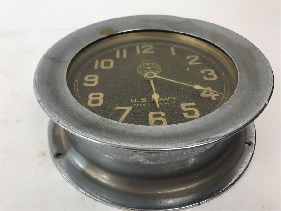 Vintage Brass U.S. NAVY Deck Clock No. 3 Made By Chelsea Clock Co. Boston Mass USA With Serial Number 7'R [Photo 7]