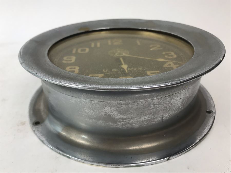 Vintage Brass U.S. NAVY Deck Clock No. 3 Made By Chelsea Clock Co. Boston Mass USA With Serial Number 7'R [Photo 6]