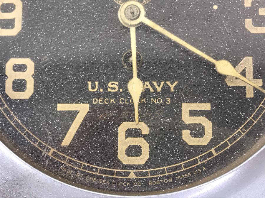 Vintage Brass U.S. NAVY Deck Clock No. 3 Made By Chelsea Clock Co. Boston Mass USA With Serial Number 7'R [Photo 4]