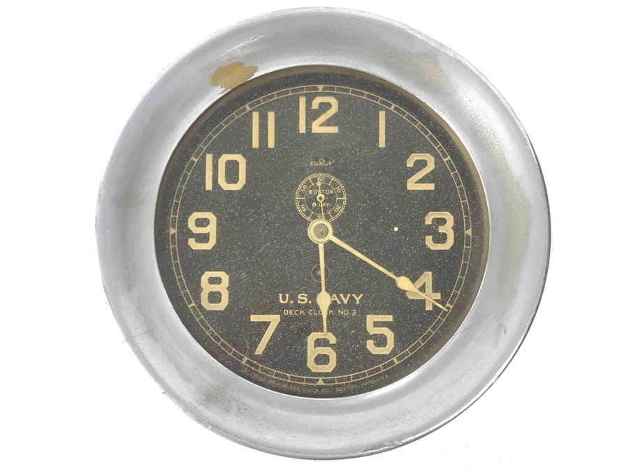 Vintage Brass U.S. NAVY Deck Clock No. 3 Made By Chelsea Clock Co. Boston Mass USA With Serial Number 7'R [Photo 2]