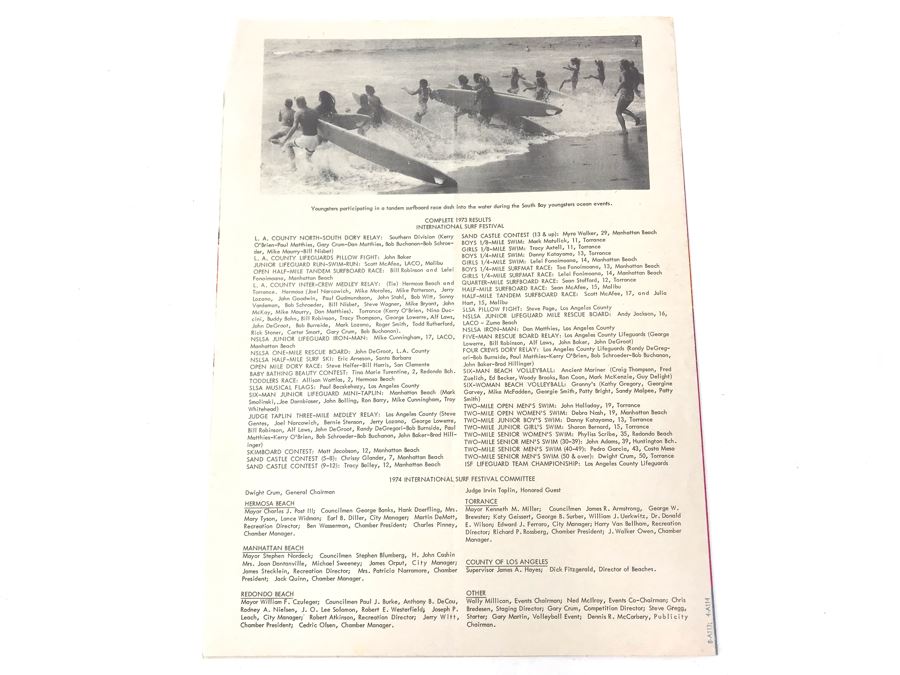 Vintage 1974 12th Annual International Surf Festival In L.A. County Program [Photo 5]